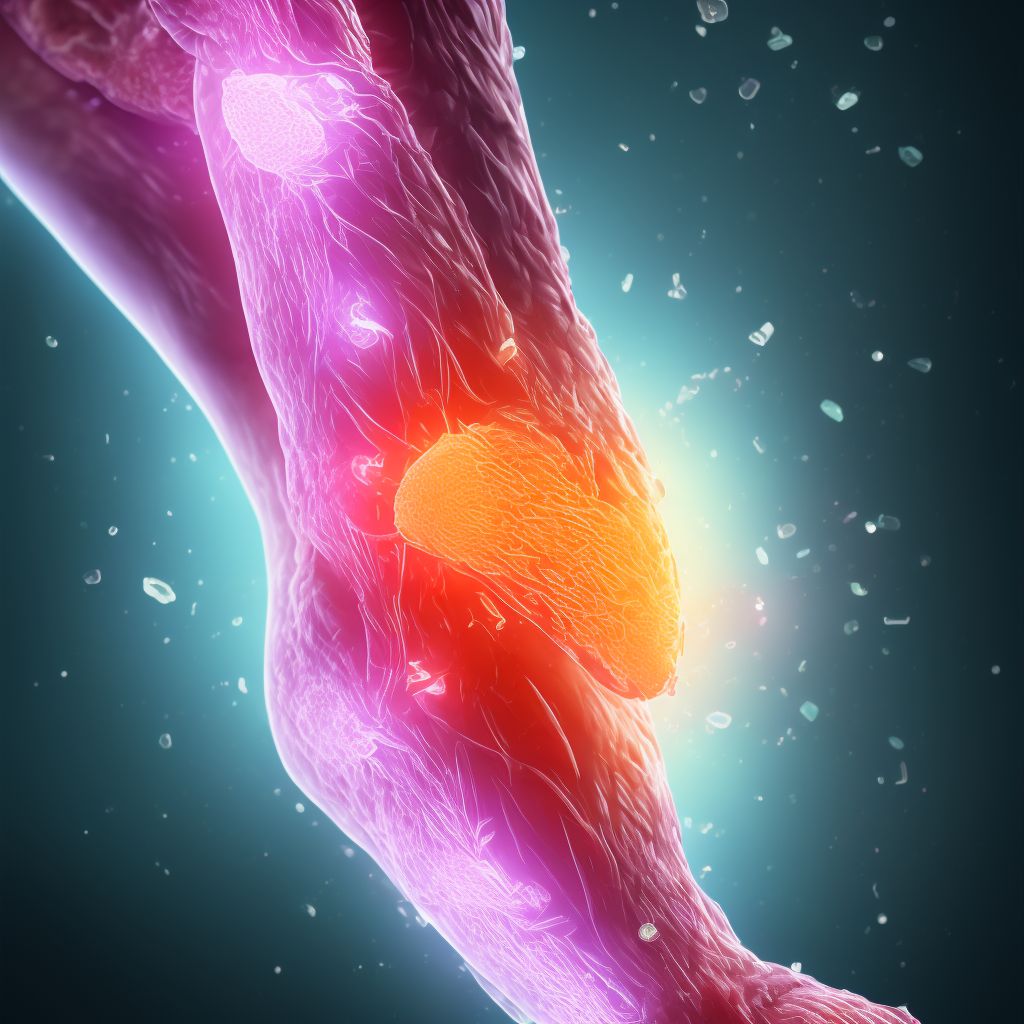 Burn of third degree of unspecified site of left lower limb, except ankle and foot, sequela digital illustration