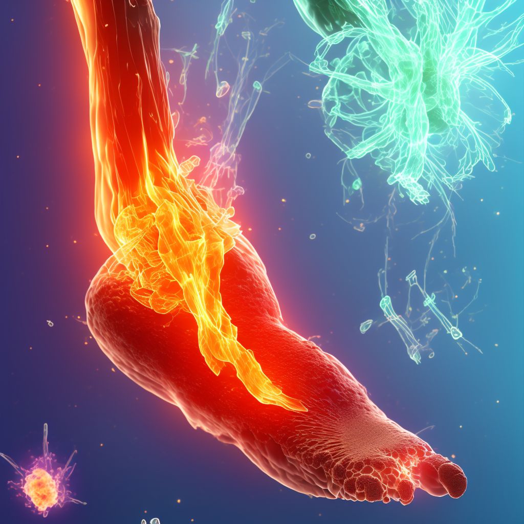 Burn of third degree of multiple sites of unspecified lower limb, except ankle and foot, sequela digital illustration