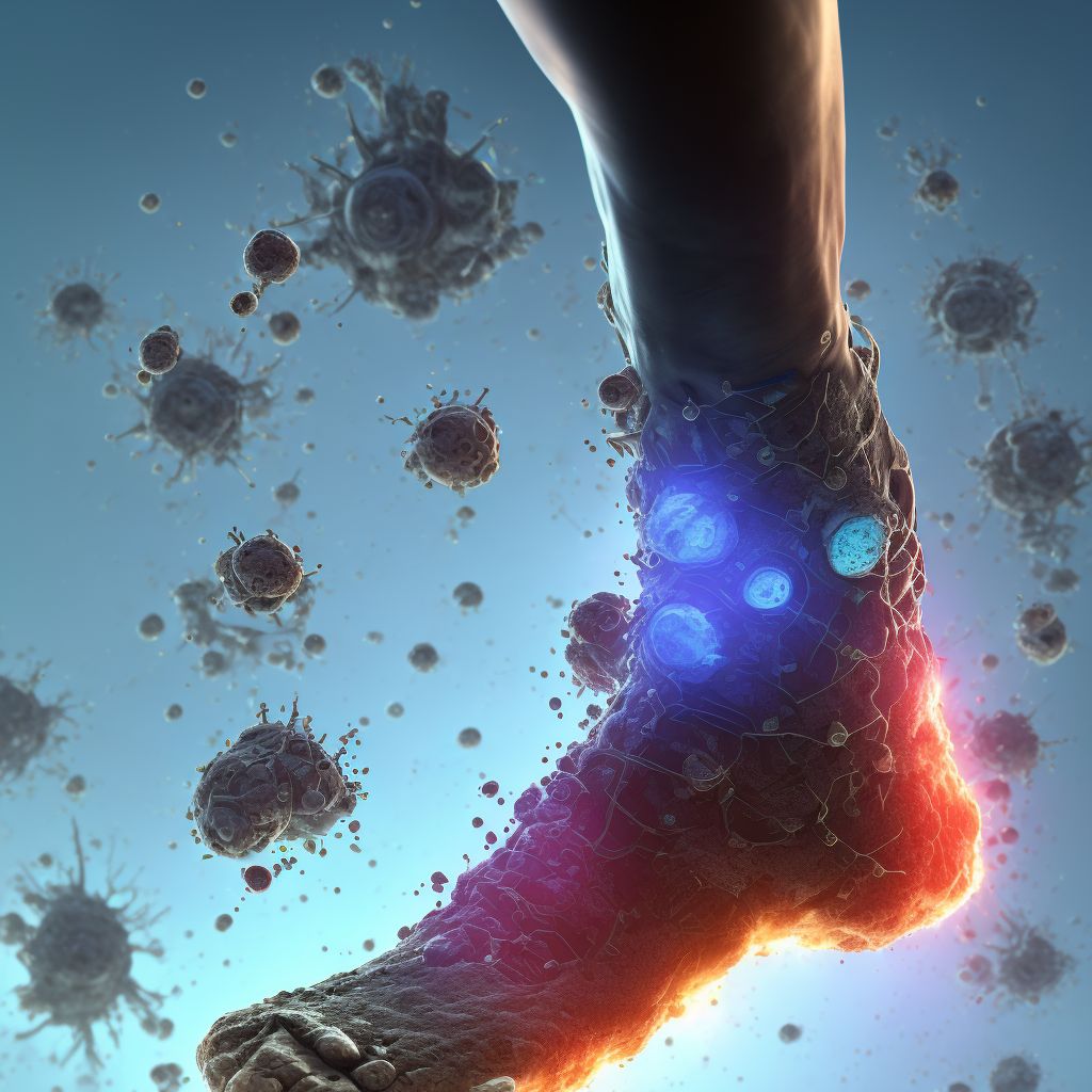 Corrosion of unspecified degree of multiple sites of left lower limb, except ankle and foot, subsequent encounter digital illustration