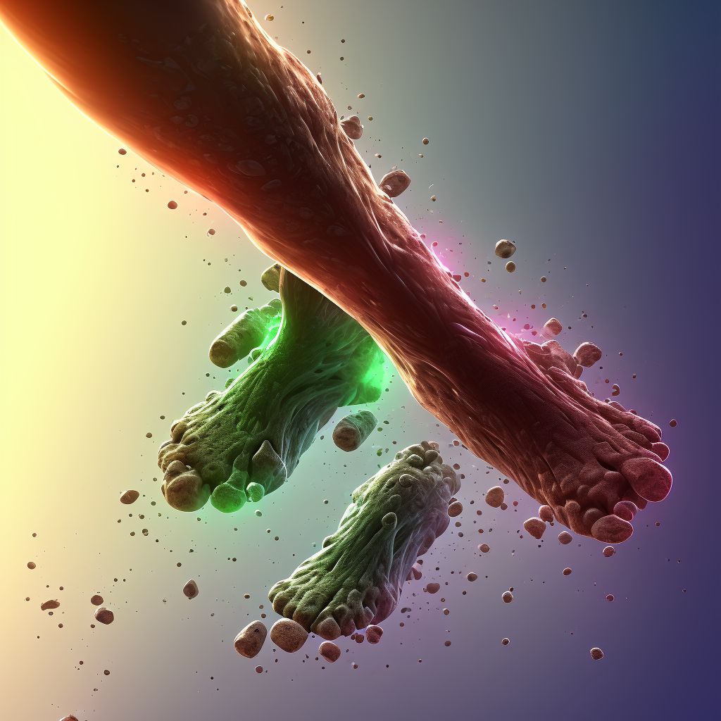 Corrosion of unspecified degree of multiple sites of left lower limb, except ankle and foot, sequela digital illustration