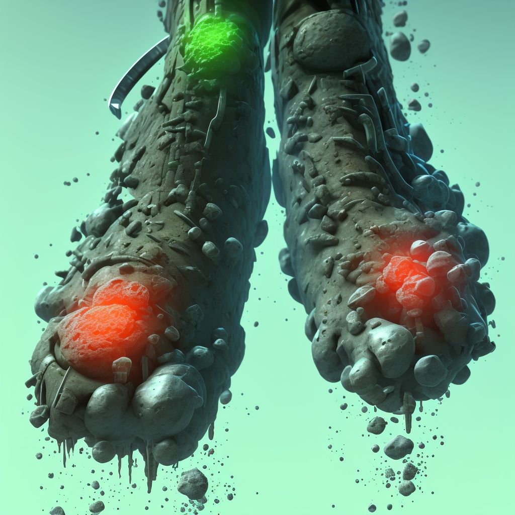 Corrosion of first degree of unspecified site of right lower limb, except ankle and foot, initial encounter digital illustration