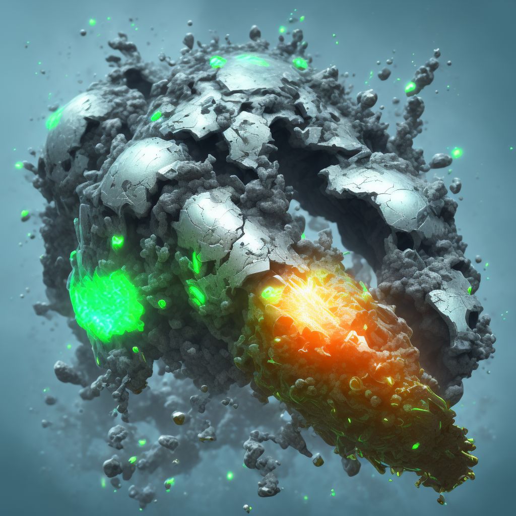 Corrosion of first degree of unspecified knee, initial encounter digital illustration