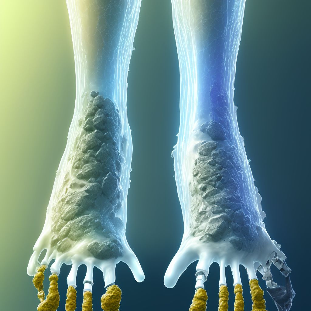 Corrosion of second degree of unspecified site of right lower limb, except ankle and foot, initial encounter digital illustration