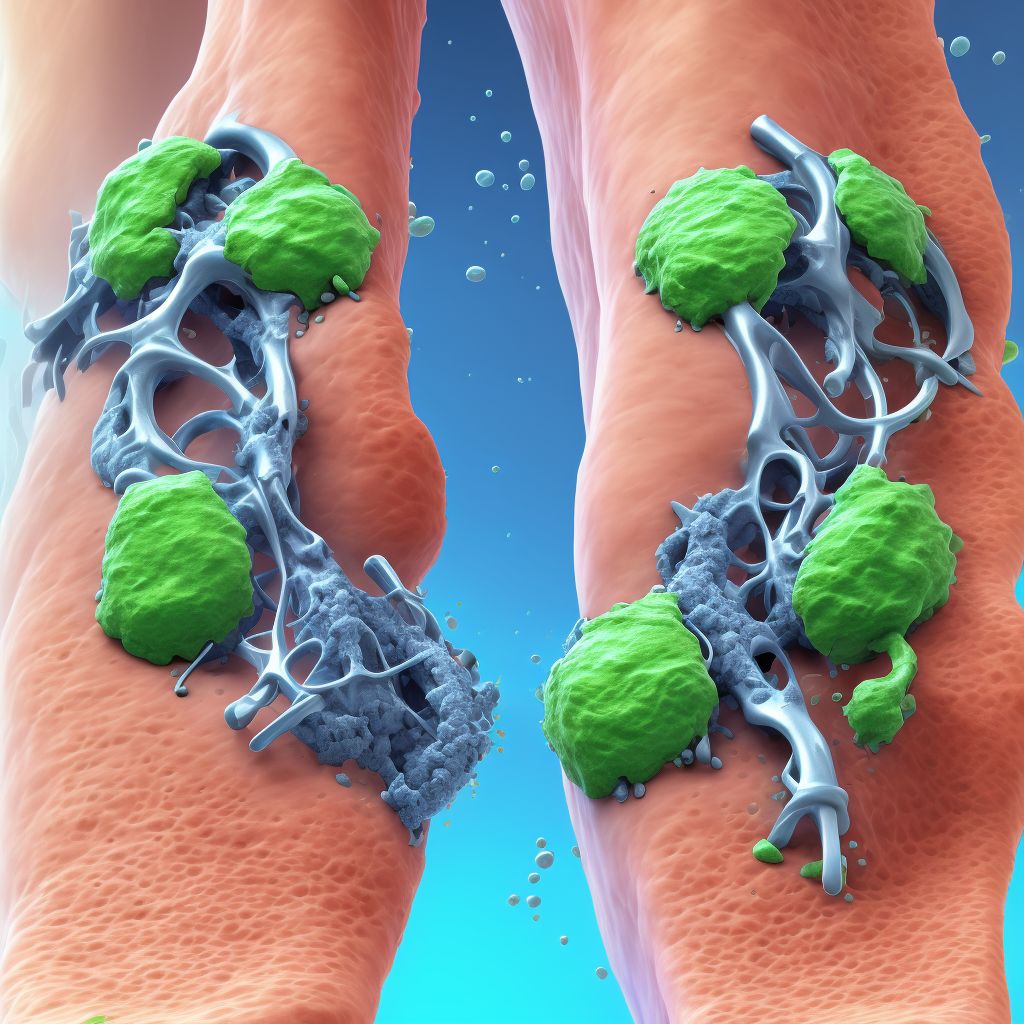 Corrosion of second degree of unspecified site of right lower limb, except ankle and foot, sequela digital illustration