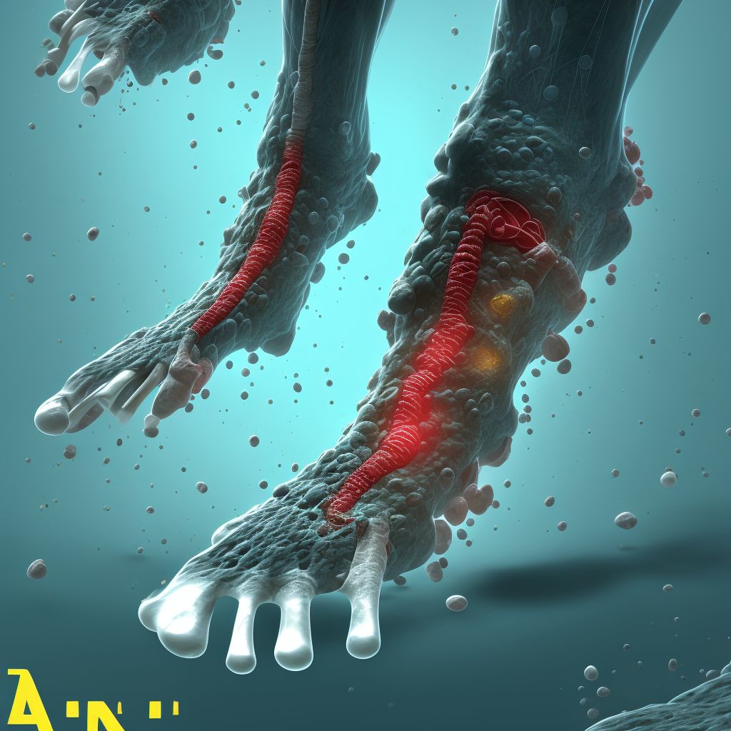 Corrosion of second degree of multiple sites of unspecified lower limb, except ankle and foot, sequela digital illustration