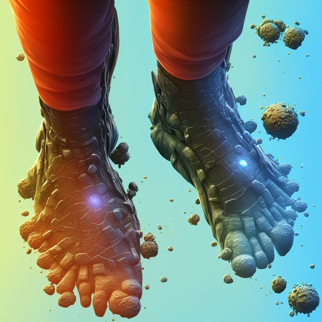 Corrosion of third degree of multiple sites of right lower limb, except ankle and foot, initial encounter digital illustration