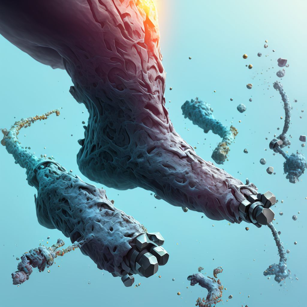 Corrosion of third degree of multiple sites of left lower limb, except ankle and foot, sequela digital illustration