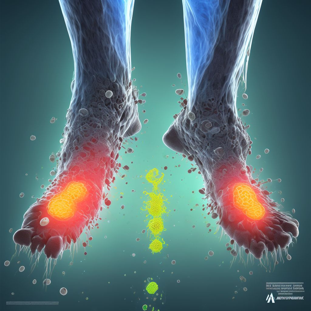 Corrosion of third degree of multiple sites of unspecified lower limb, except ankle and foot, sequela digital illustration