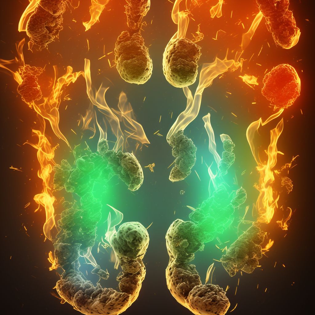 Burn of unspecified degree of multiple sites of right ankle and foot, sequela digital illustration