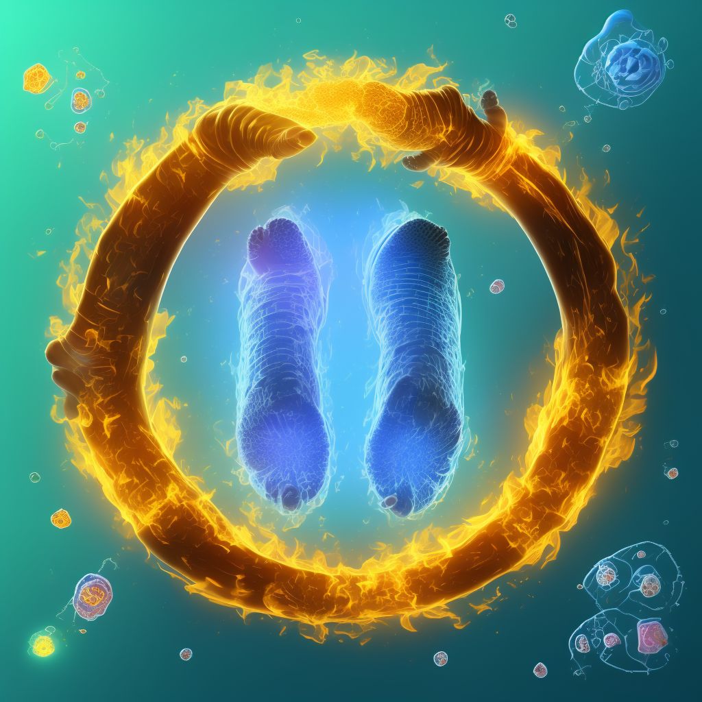 Burn of second degree of multiple sites of left ankle and foot, sequela digital illustration