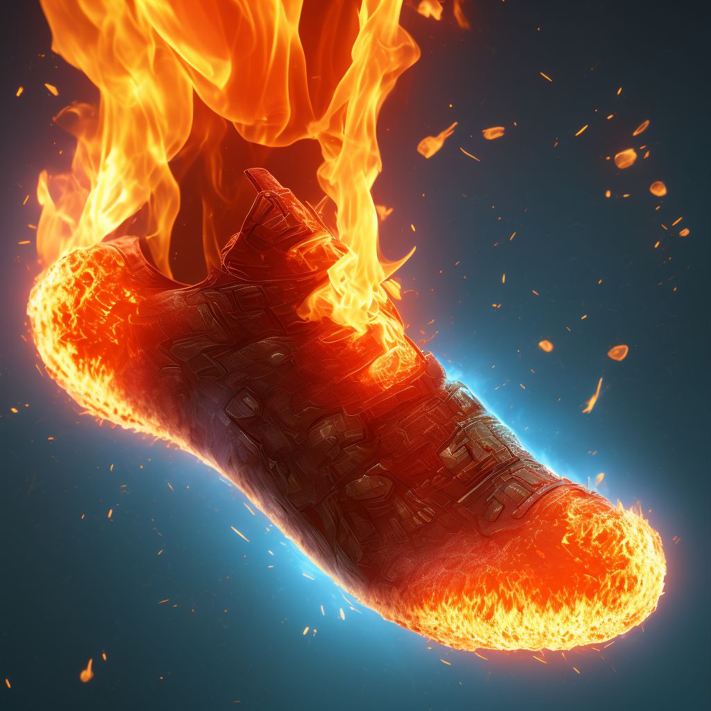 Burn of third degree of multiple sites of right ankle and foot, sequela digital illustration