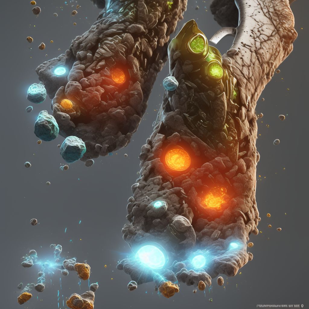 Corrosion of first degree of unspecified foot, subsequent encounter digital illustration