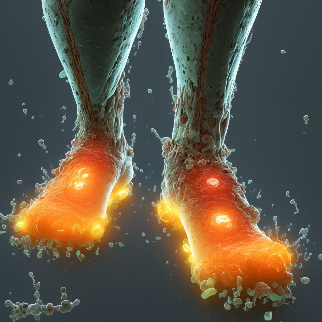 Corrosion of second degree of left ankle, sequela digital illustration