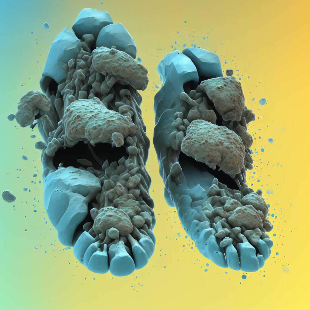 Corrosion of second degree of right foot, subsequent encounter digital illustration