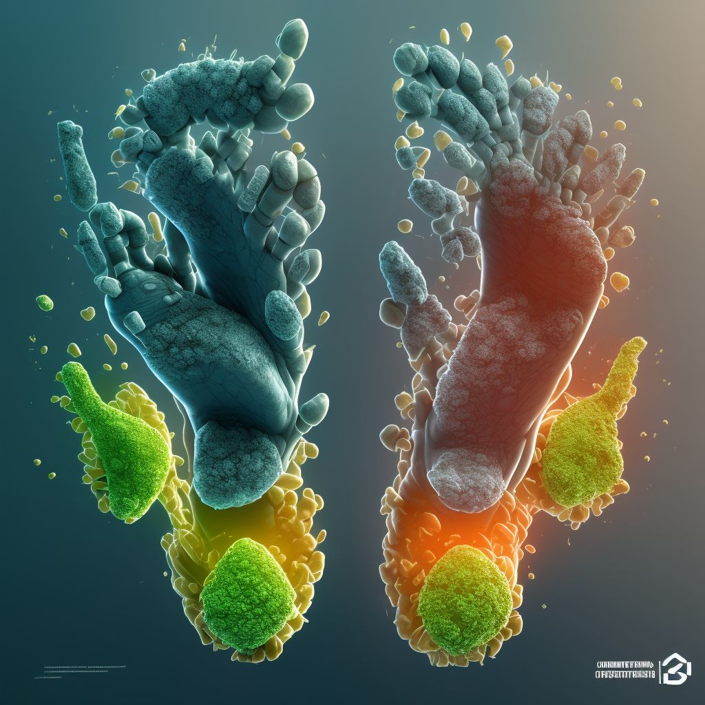 Corrosion of third degree of left foot, initial encounter digital illustration