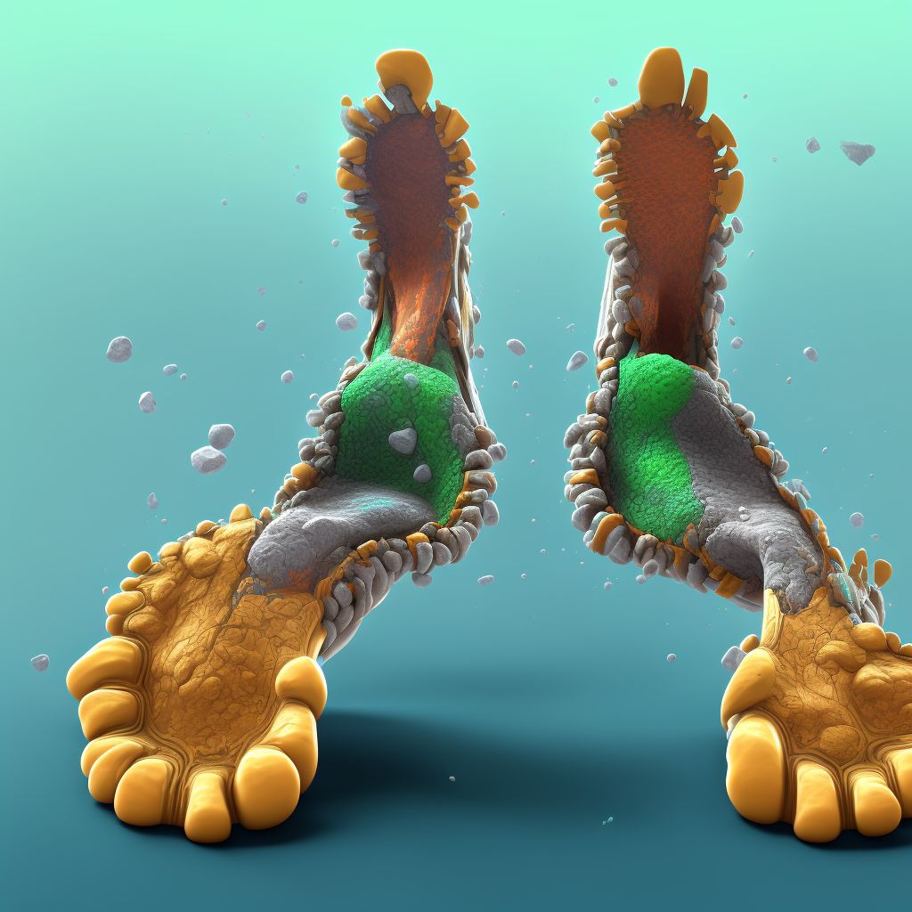 Corrosion of third degree of unspecified foot, sequela digital illustration