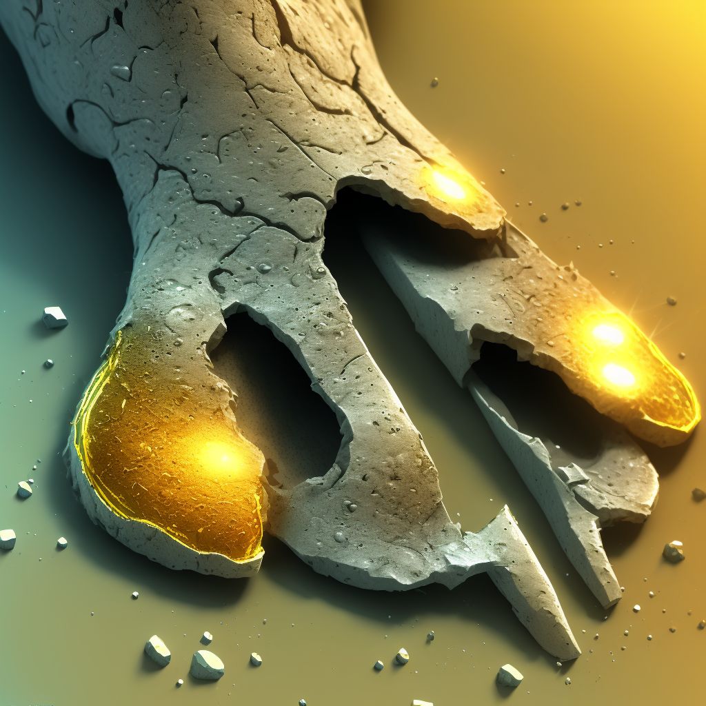 Corrosion of third degree of right toe(s) (nail), subsequent encounter digital illustration