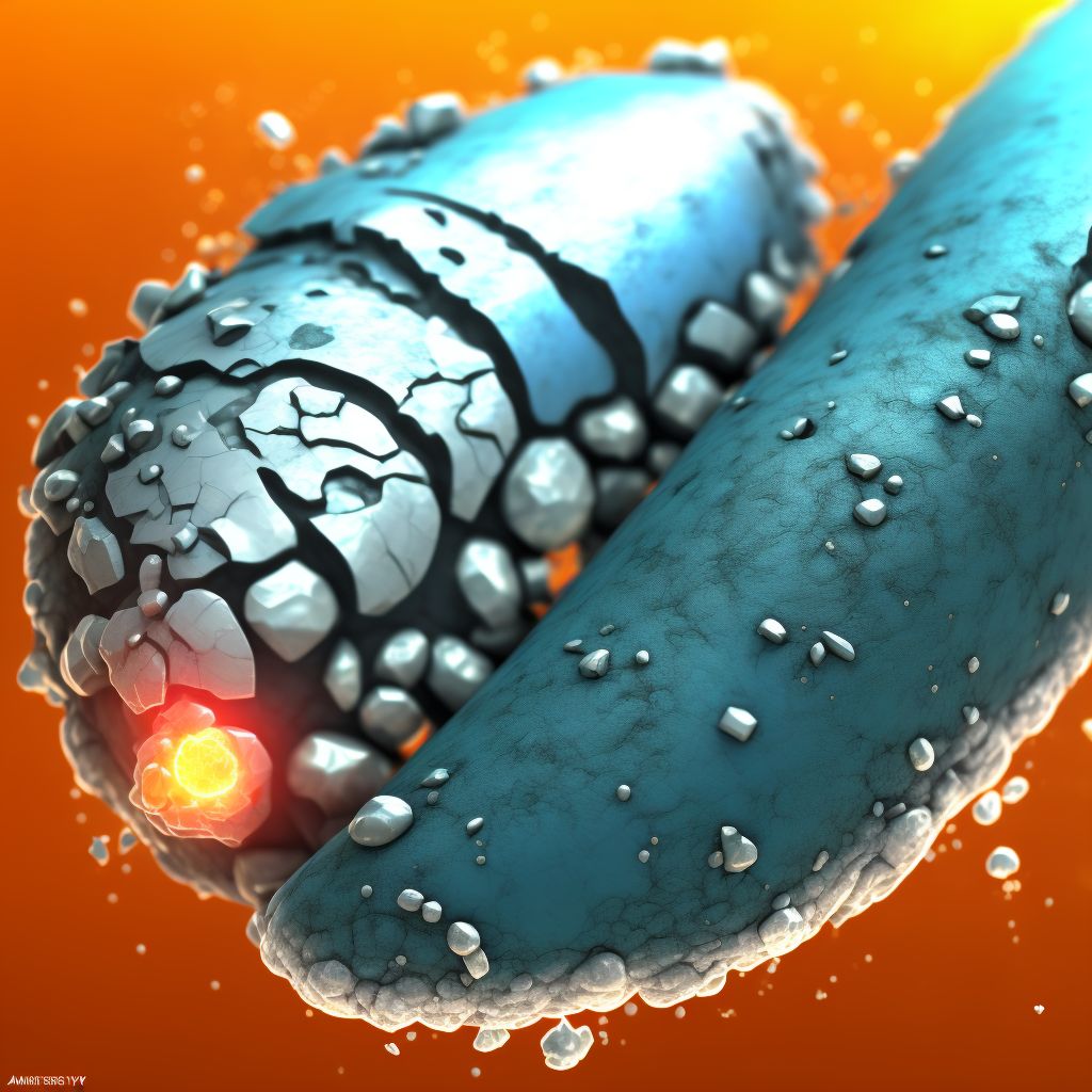 Corrosion of third degree of unspecified toe(s) (nail), sequela digital illustration