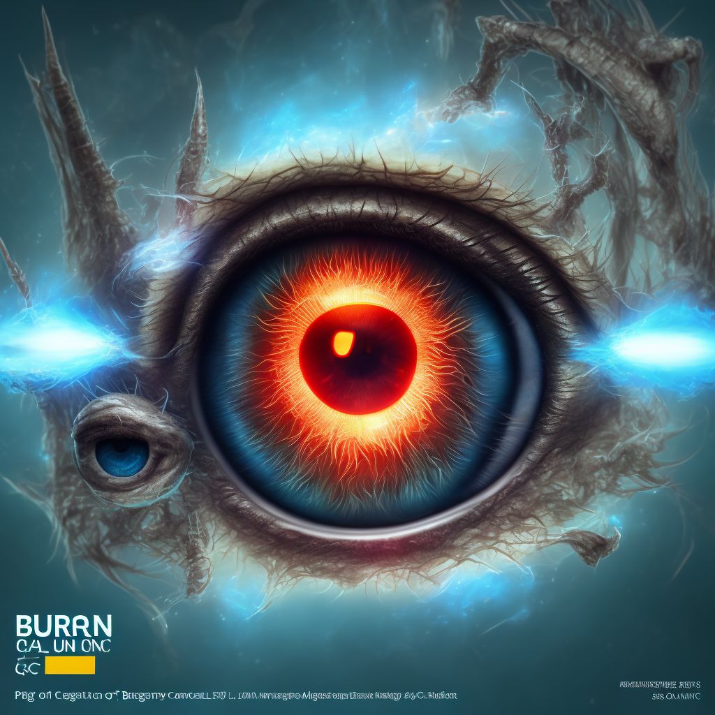 Burn of cornea and conjunctival sac, right eye, initial encounter digital illustration