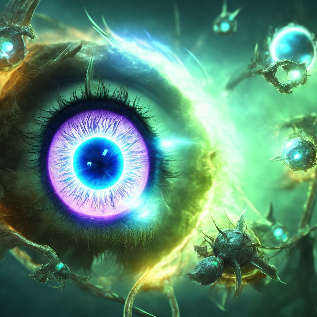 Burn of cornea and conjunctival sac, left eye, sequela digital illustration