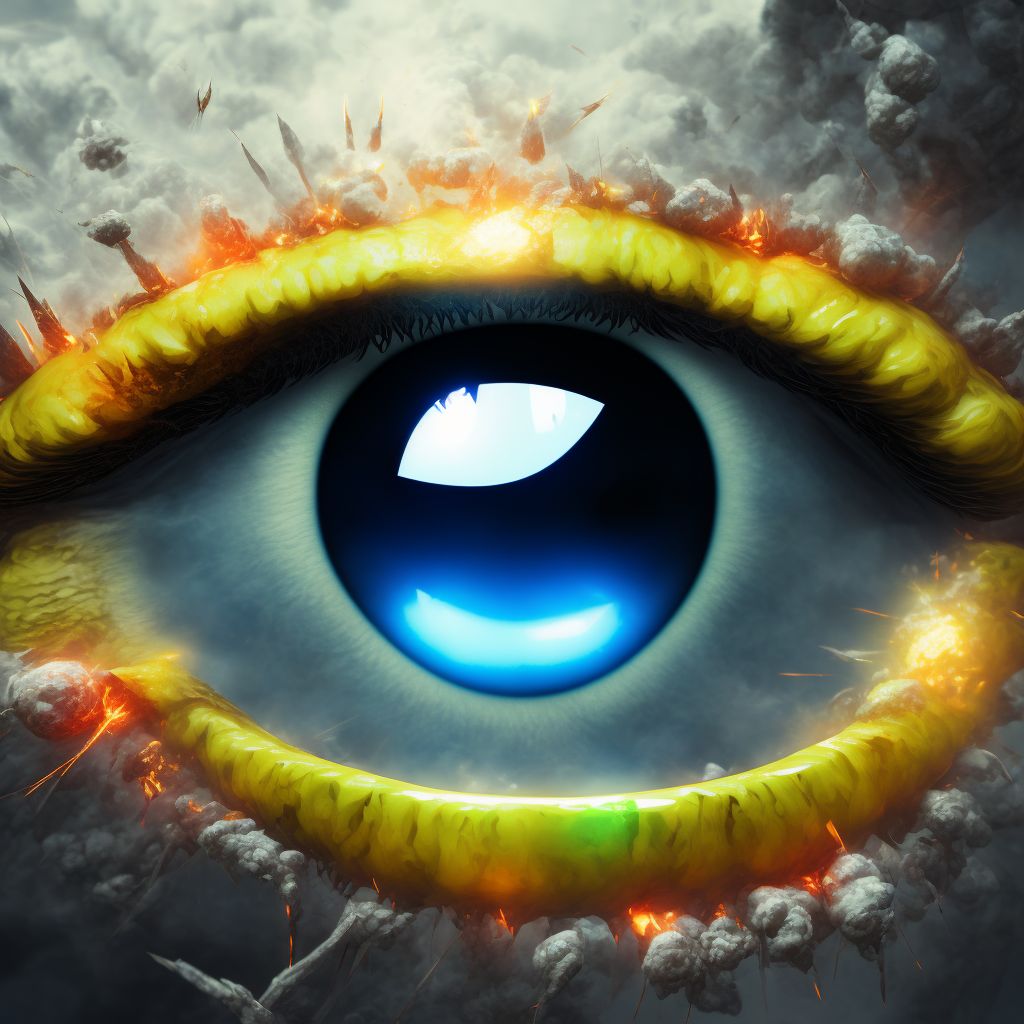 Burn with resulting rupture and destruction of unspecified eyeball, subsequent encounter digital illustration