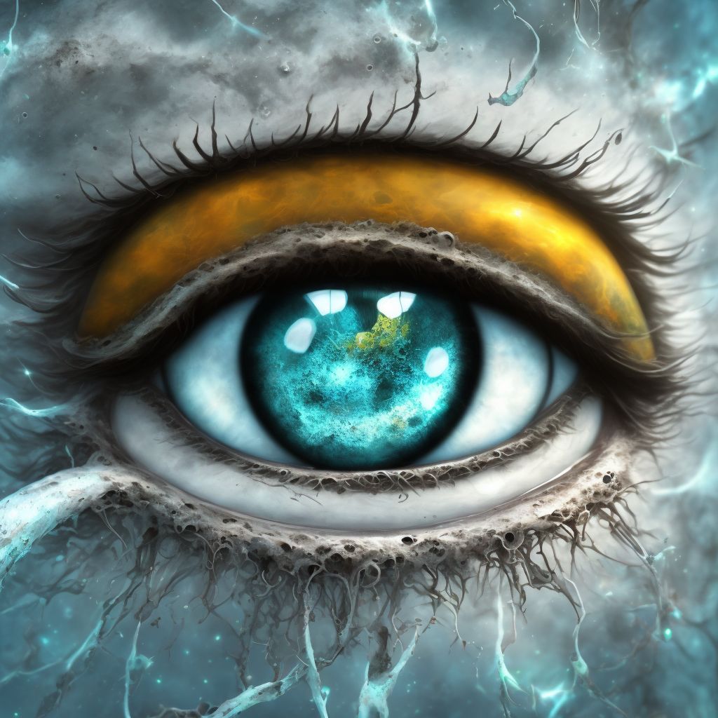 Corrosion of cornea and conjunctival sac, unspecified eye, sequela digital illustration