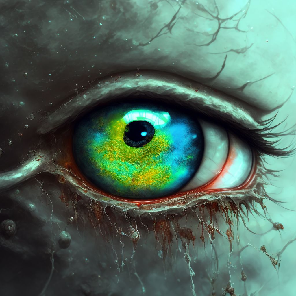 Corrosion of cornea and conjunctival sac, left eye, subsequent encounter digital illustration