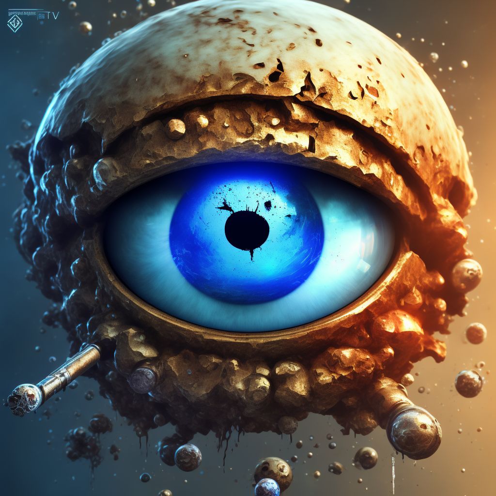 Corrosion with resulting rupture and destruction of unspecified eyeball, sequela digital illustration