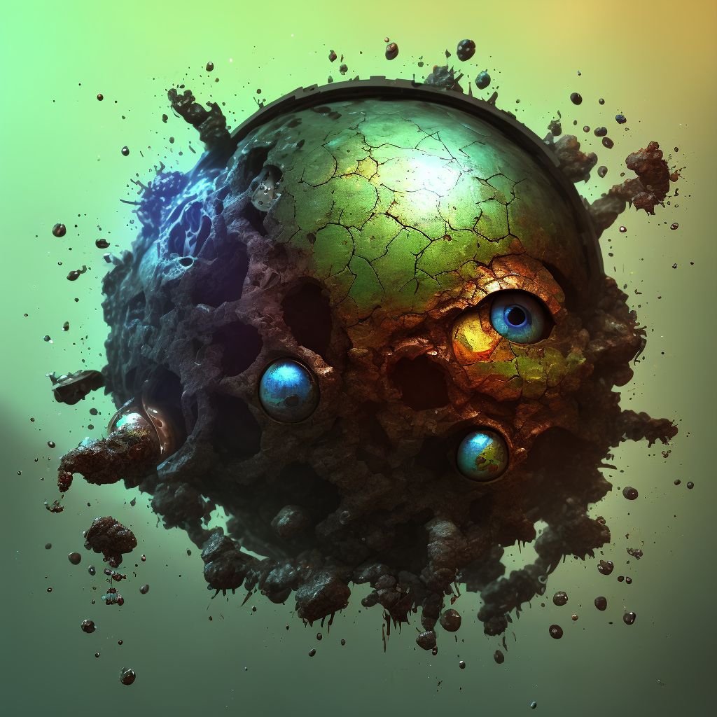 Corrosion with resulting rupture and destruction of right eyeball, sequela digital illustration