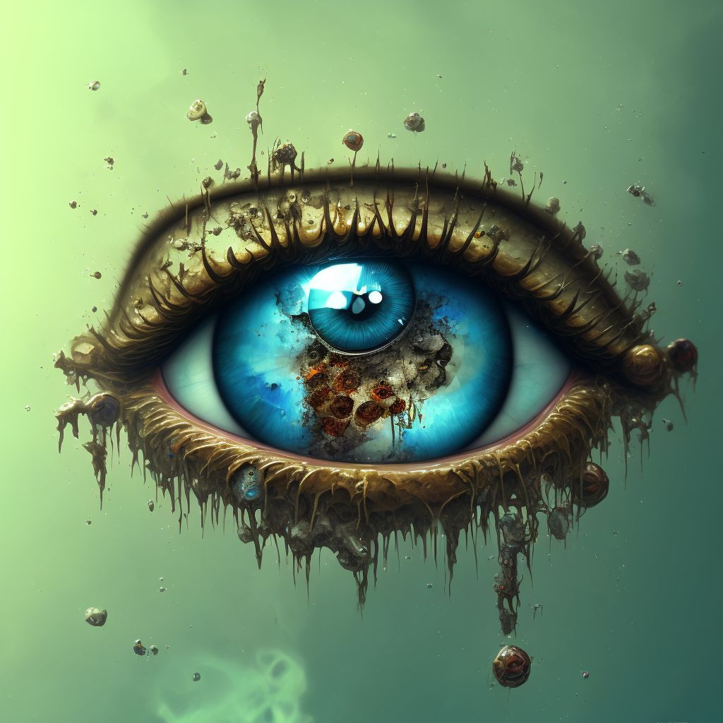 Corrosion with resulting rupture and destruction of left eyeball, initial encounter digital illustration