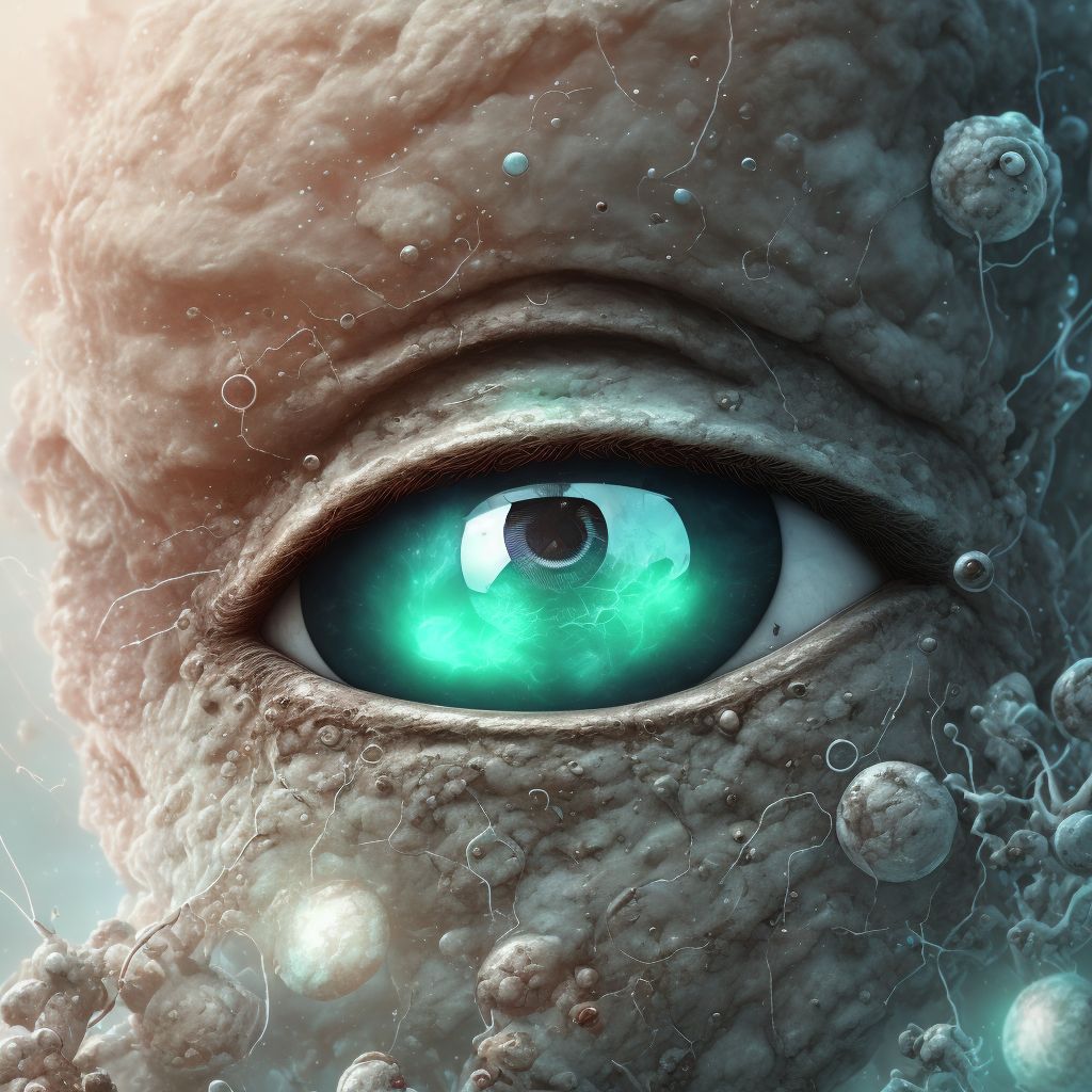 Corrosion of right eye and adnexa, part unspecified, sequela digital illustration