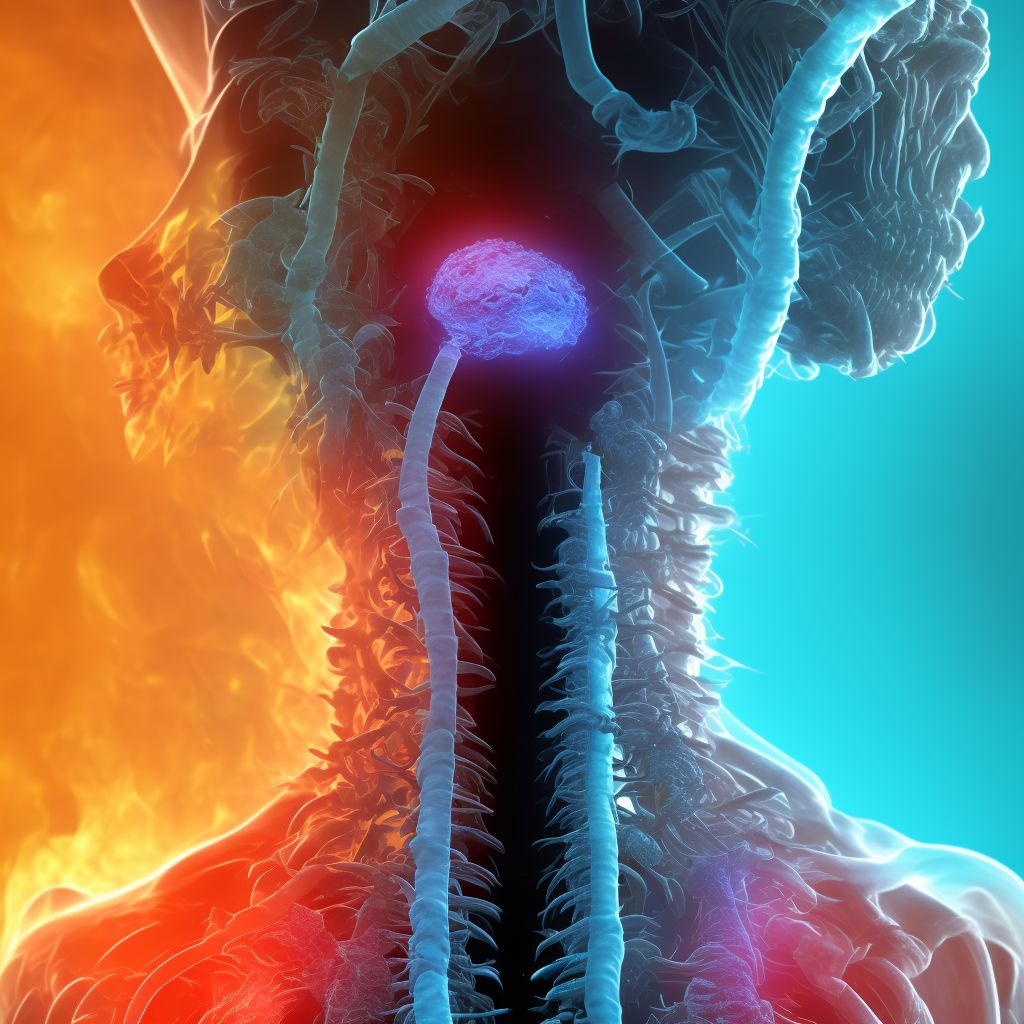 Burn of larynx and trachea, subsequent encounter digital illustration