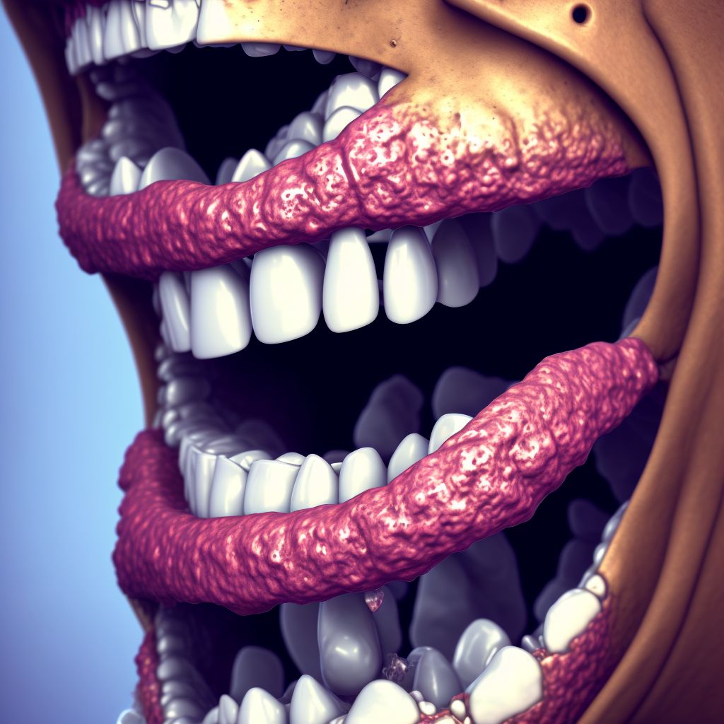 Corrosion of mouth and pharynx, sequela digital illustration