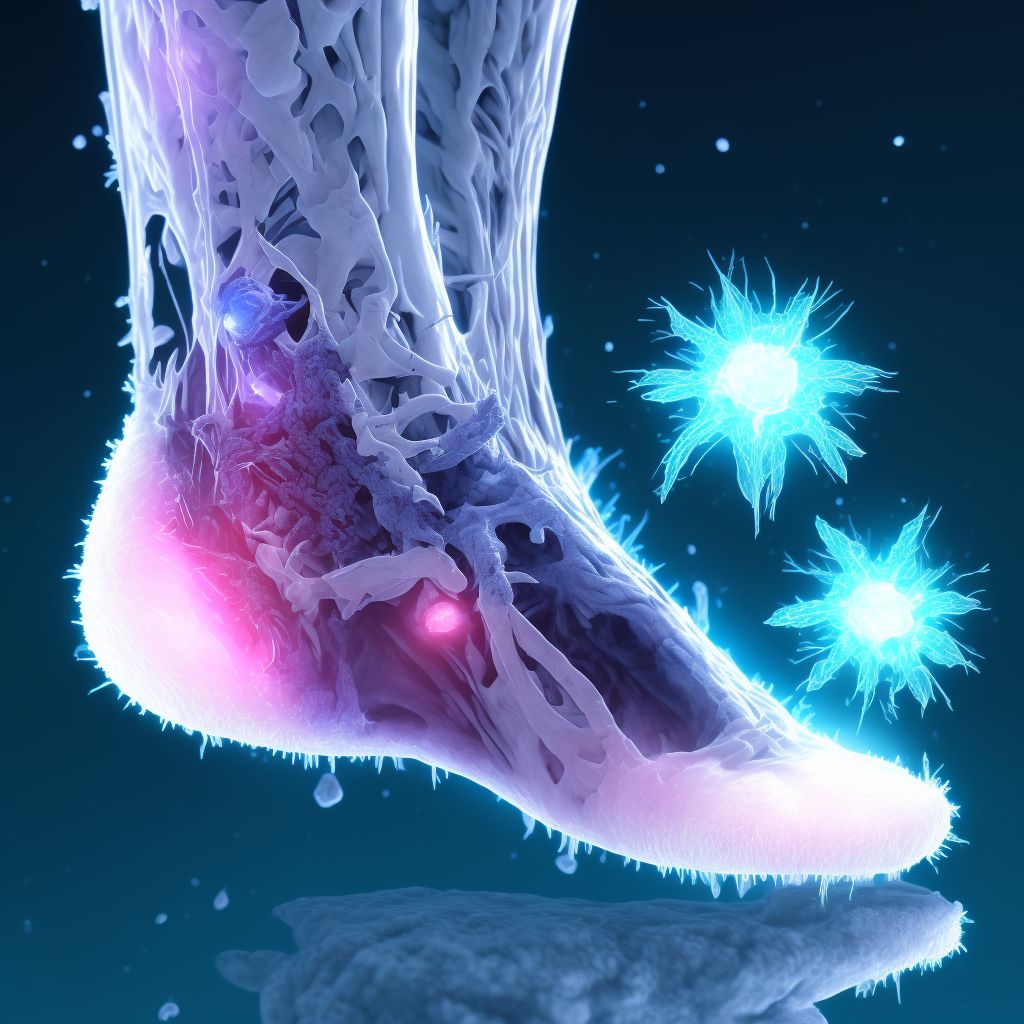 Superficial frostbite of left ankle, initial encounter digital illustration