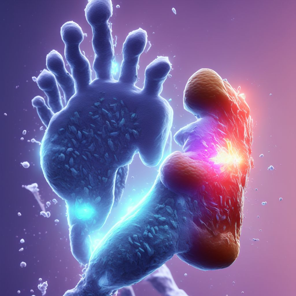 Superficial frostbite of right foot, initial encounter digital illustration