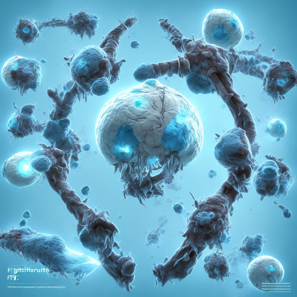 Frostbite with tissue necrosis of right knee and lower leg, sequela digital illustration