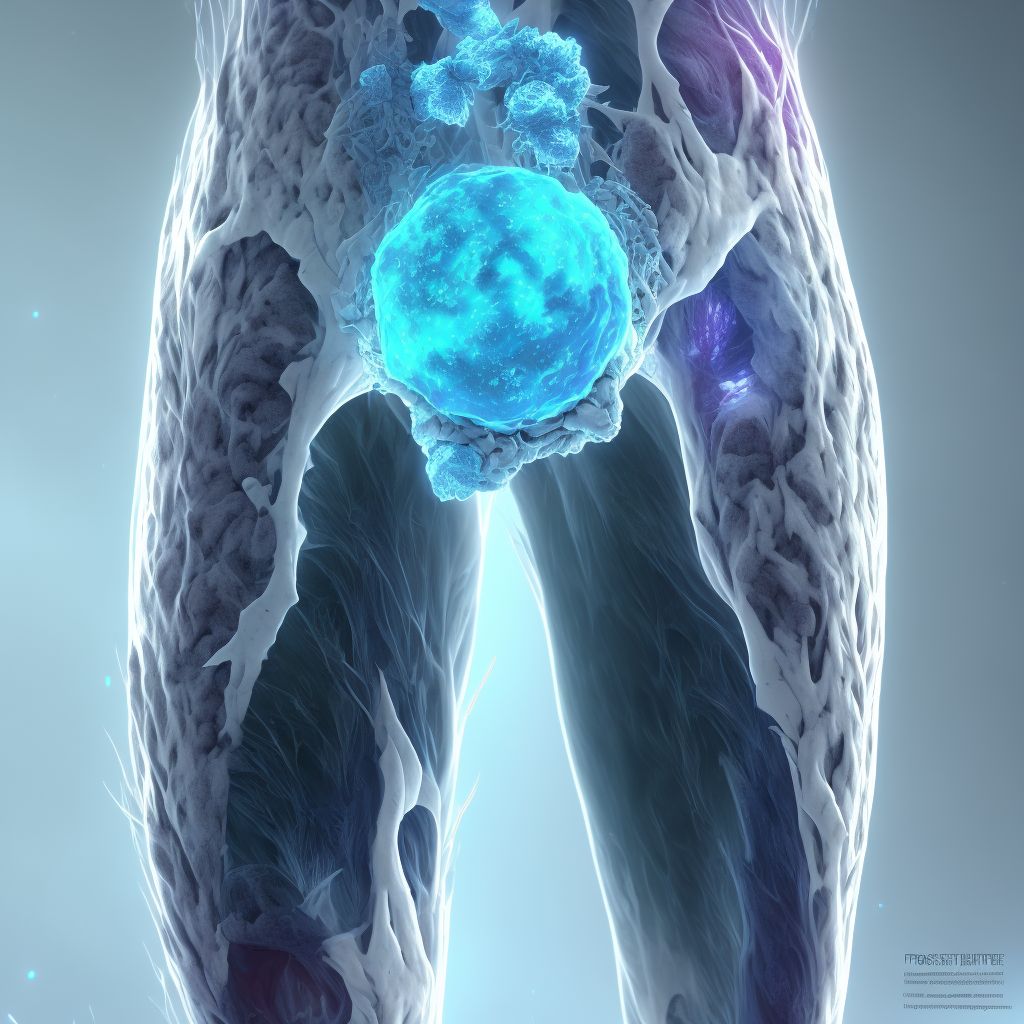 Frostbite with tissue necrosis of left knee and lower leg, sequela digital illustration