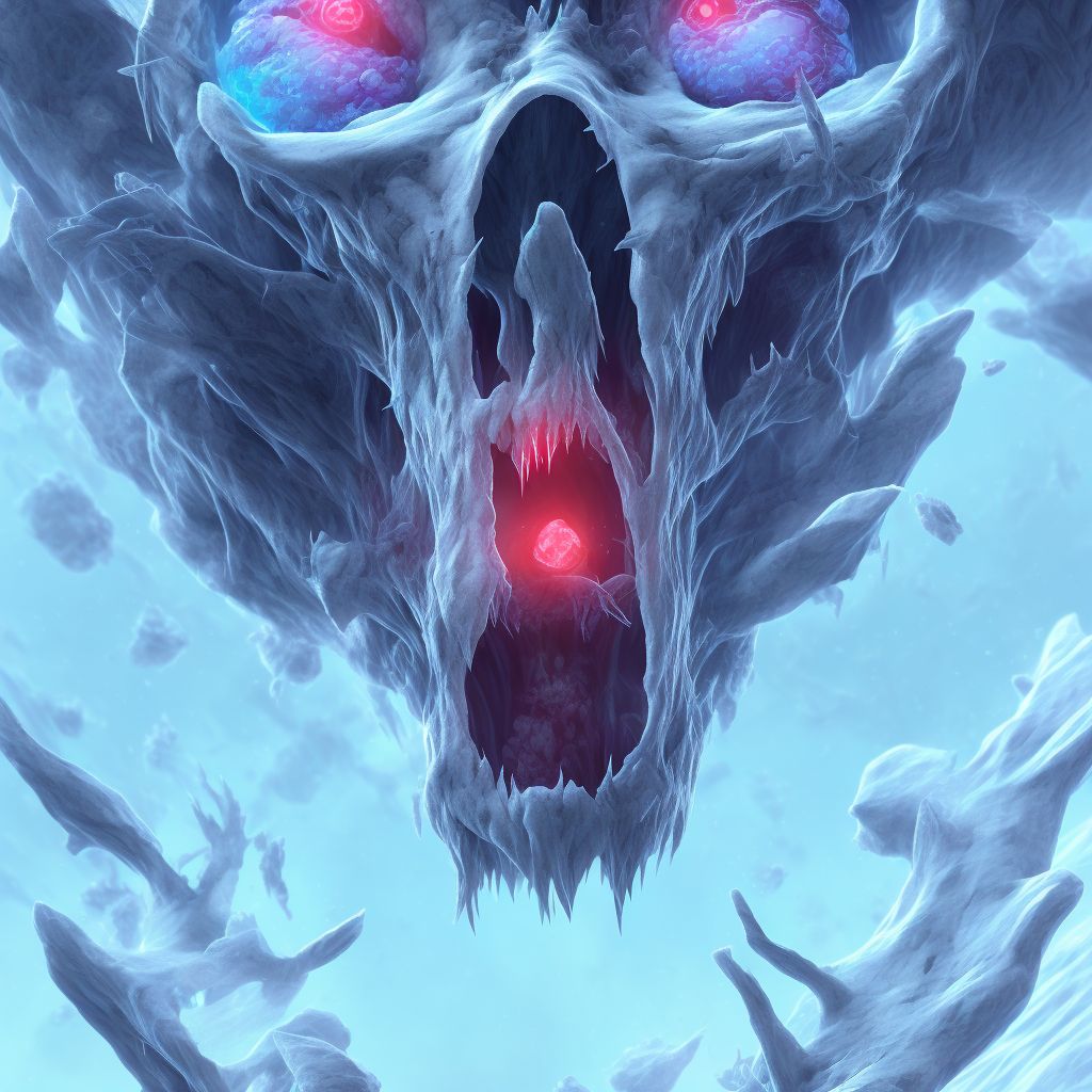 Frostbite with tissue necrosis of unspecified foot, subsequent encounter digital illustration