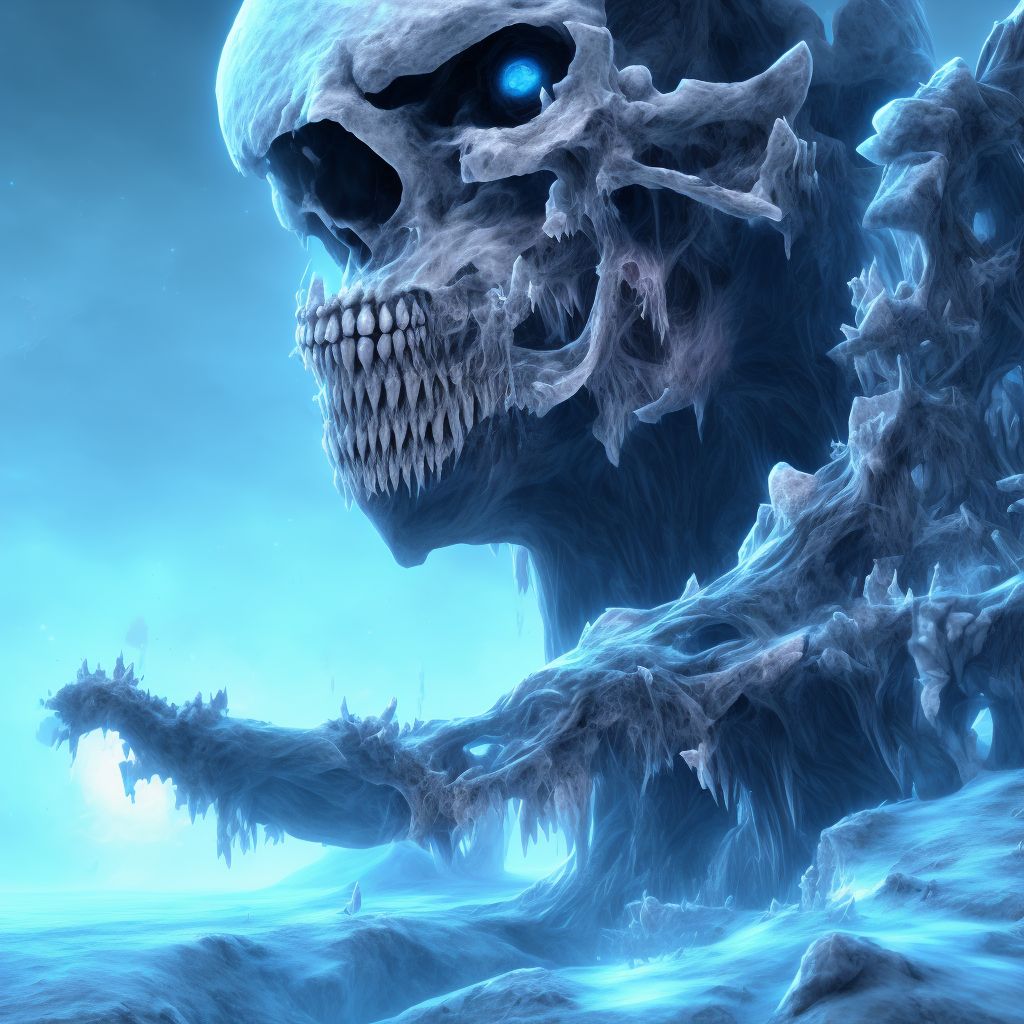 Frostbite with tissue necrosis of unspecified sites, initial encounter digital illustration