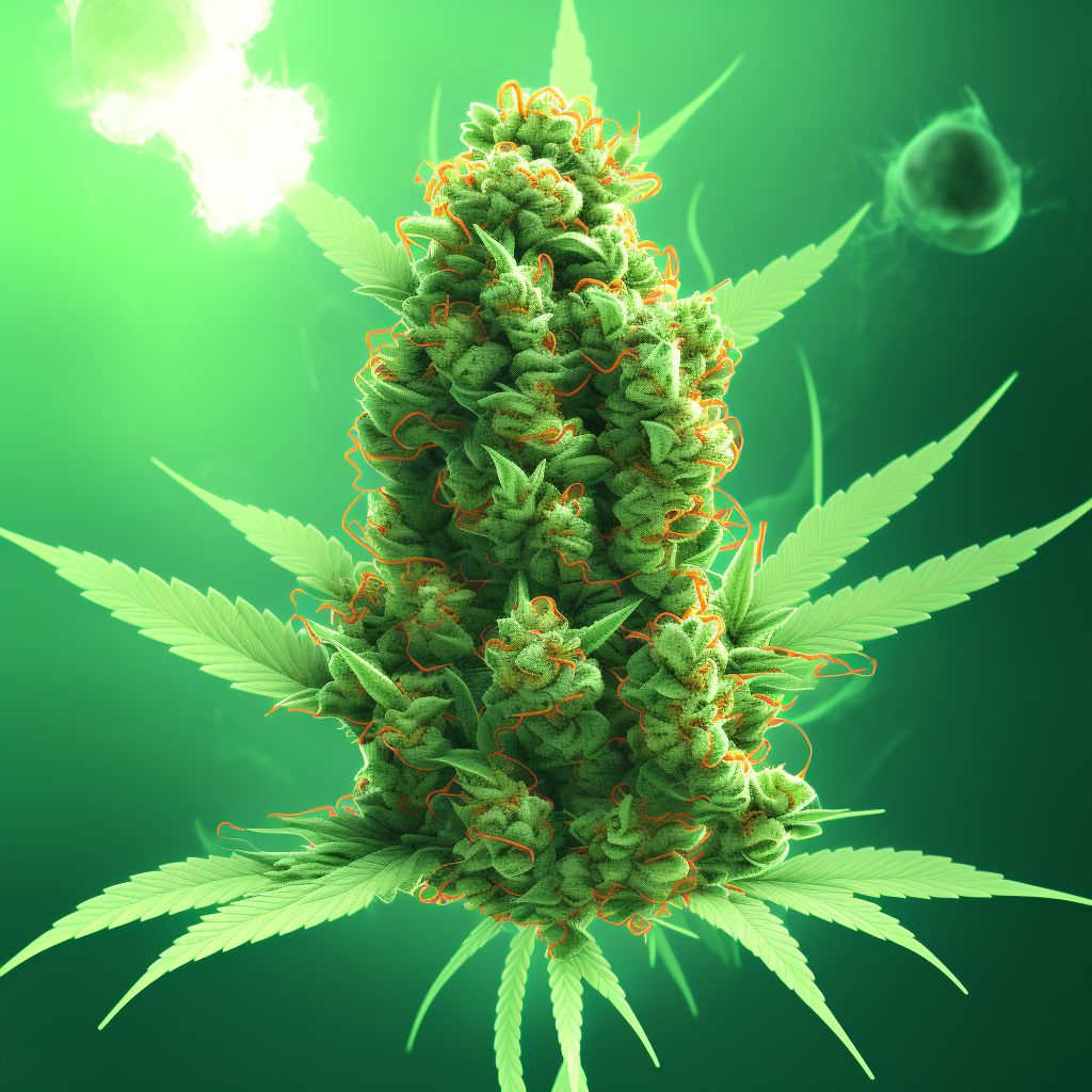 Adverse effect of cannabis, initial encounter digital illustration