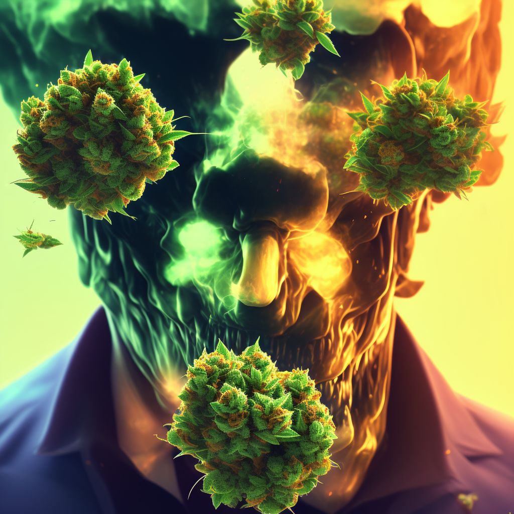 Poisoning by cannabis (derivatives), assault, initial encounter digital illustration