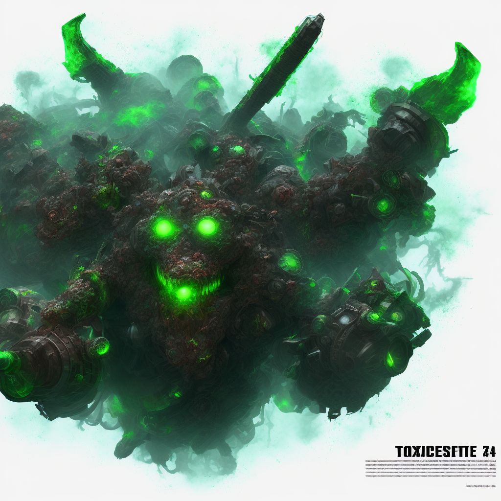 Toxic effect of smoke, assault, subsequent encounter digital illustration