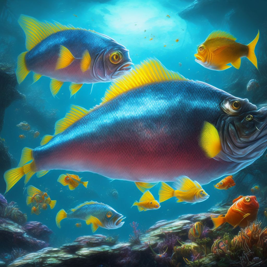 Ciguatera fish poisoning, undetermined, subsequent encounter digital illustration