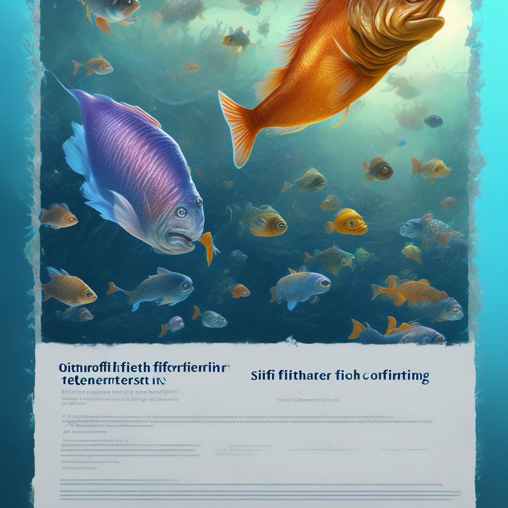 Other fish poisoning, intentional self-harm, initial encounter digital illustration