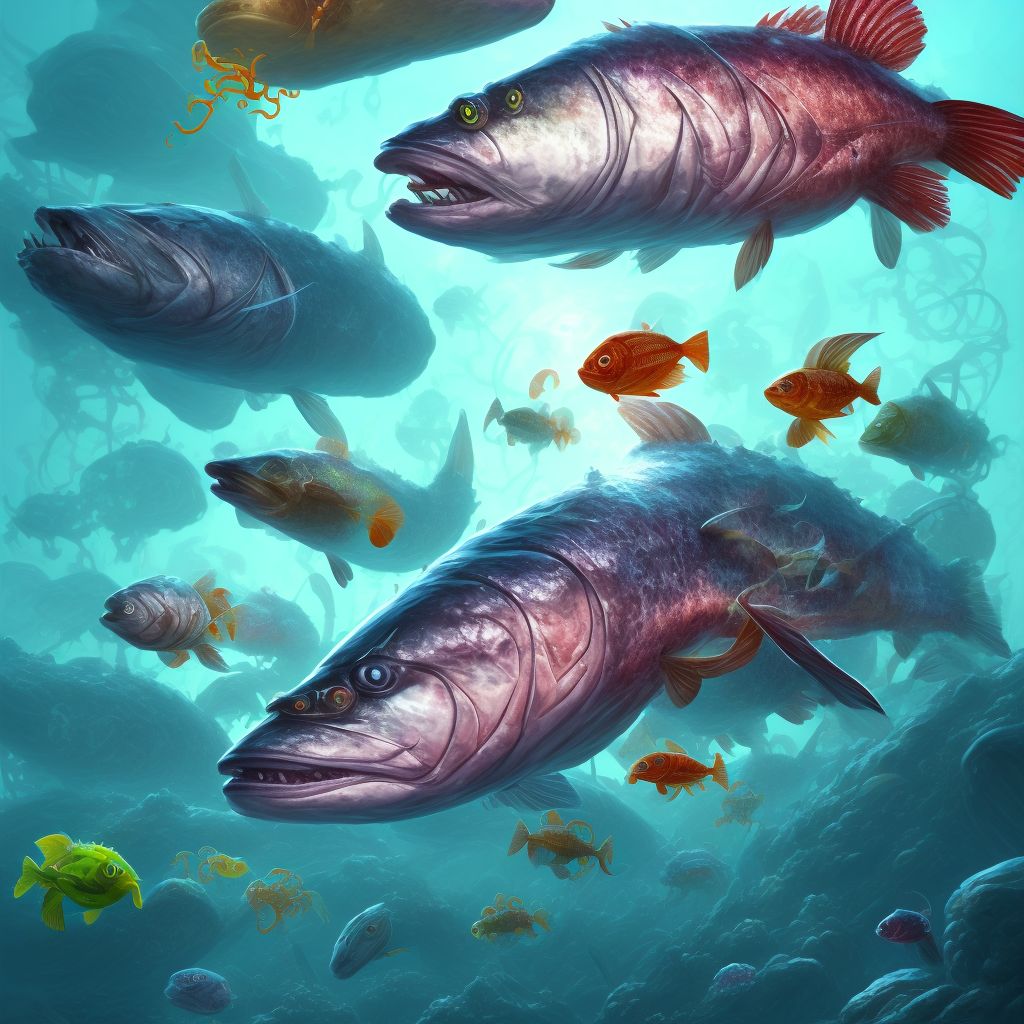 Toxic effect of other seafood, undetermined, sequela digital illustration