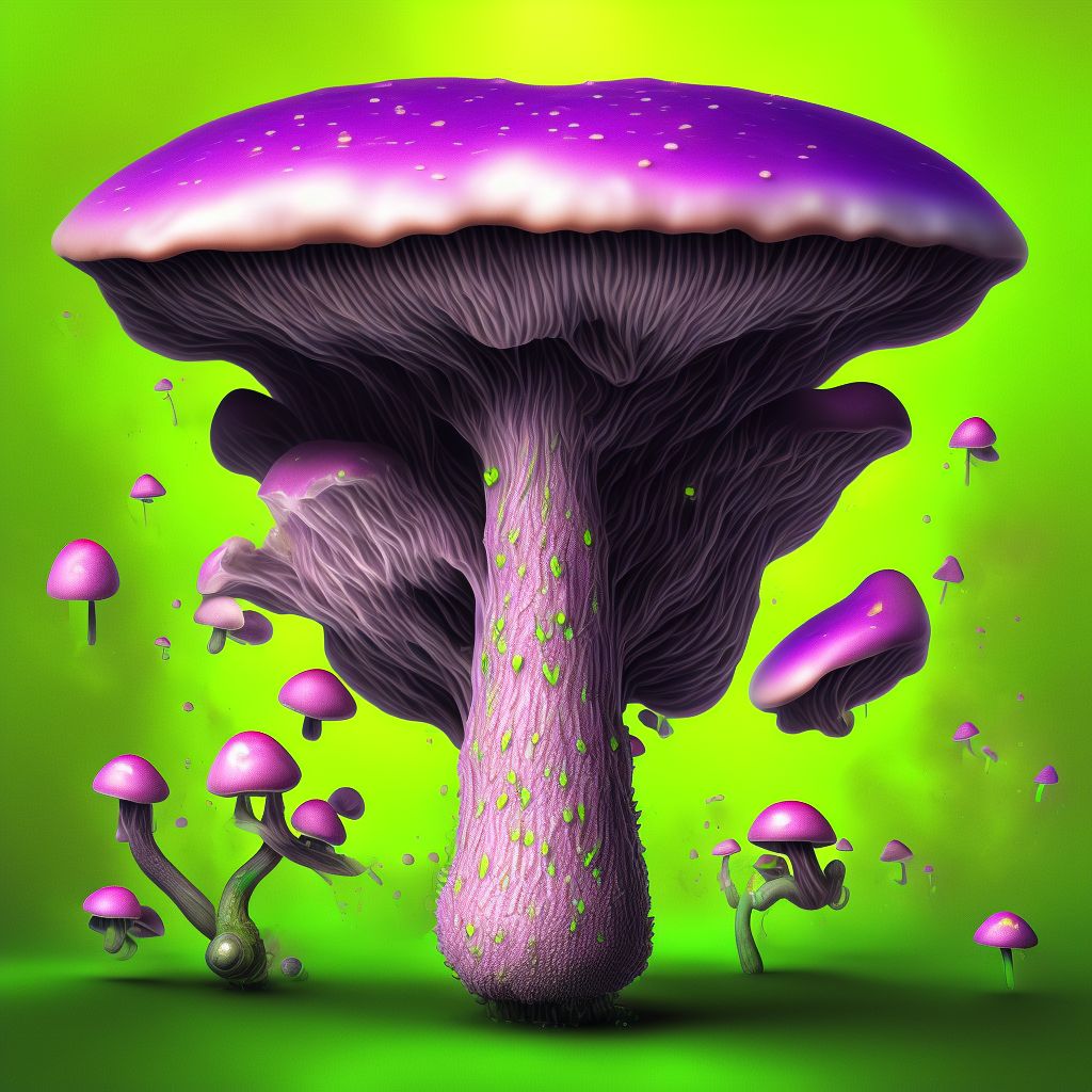 Toxic effect of ingested mushrooms, accidental (unintentional), subsequent encounter digital illustration