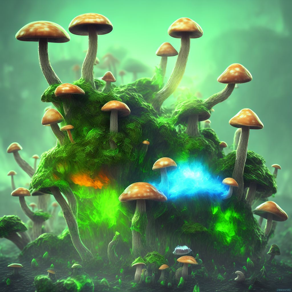 Toxic effect of ingested mushrooms, assault, sequela digital illustration