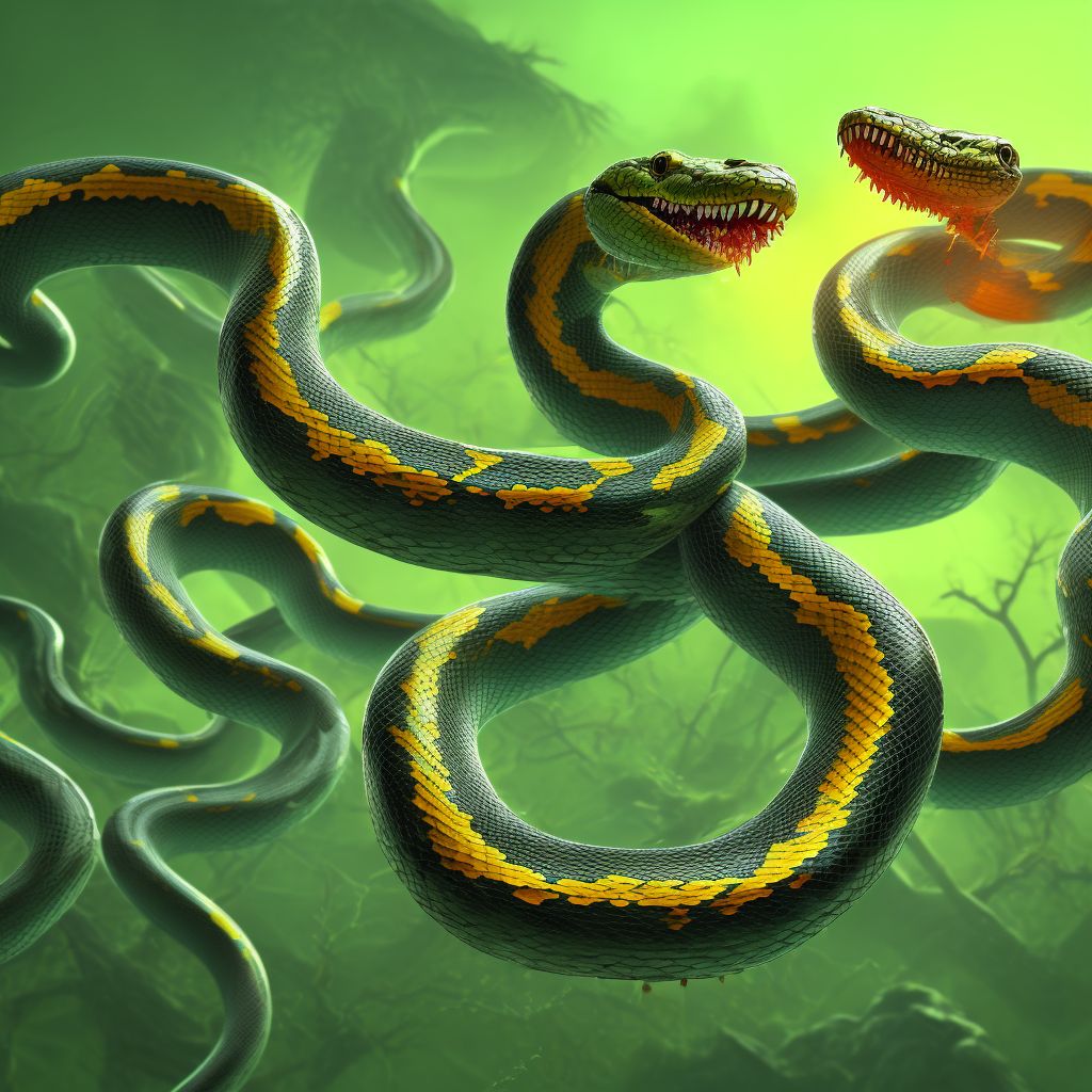 Toxic effect of unspecified snake venom, intentional self-harm, subsequent encounter digital illustration