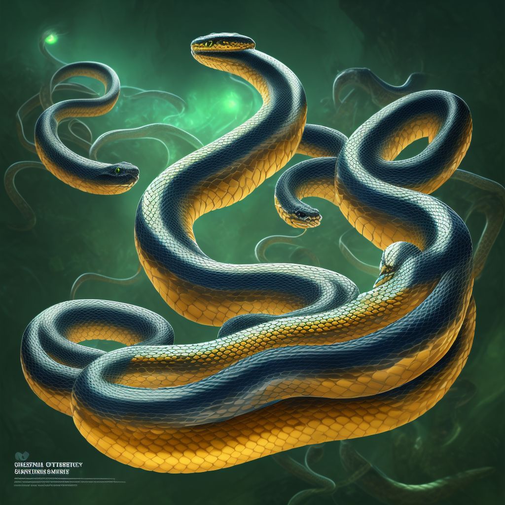 Toxic effect of unspecified snake venom, intentional self-harm, sequela digital illustration