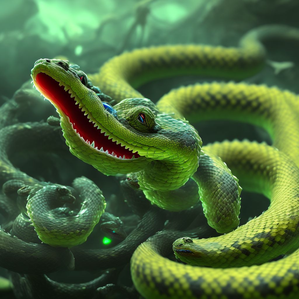 Toxic effect of rattlesnake venom, accidental (unintentional), initial encounter digital illustration